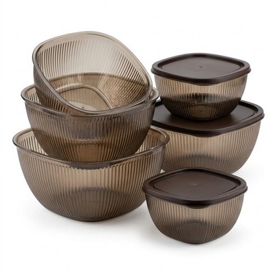 Salatschüssel 5er Set mit Deckel BPA-frei stapelbar Meal Prep Küche Vorrat