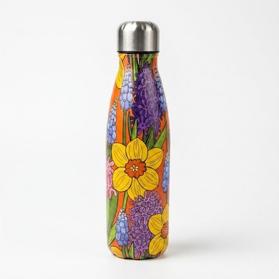 Thermoflasche 500ml Edelstahl doppelwandig Isolierflasche Sport Schule Blumen